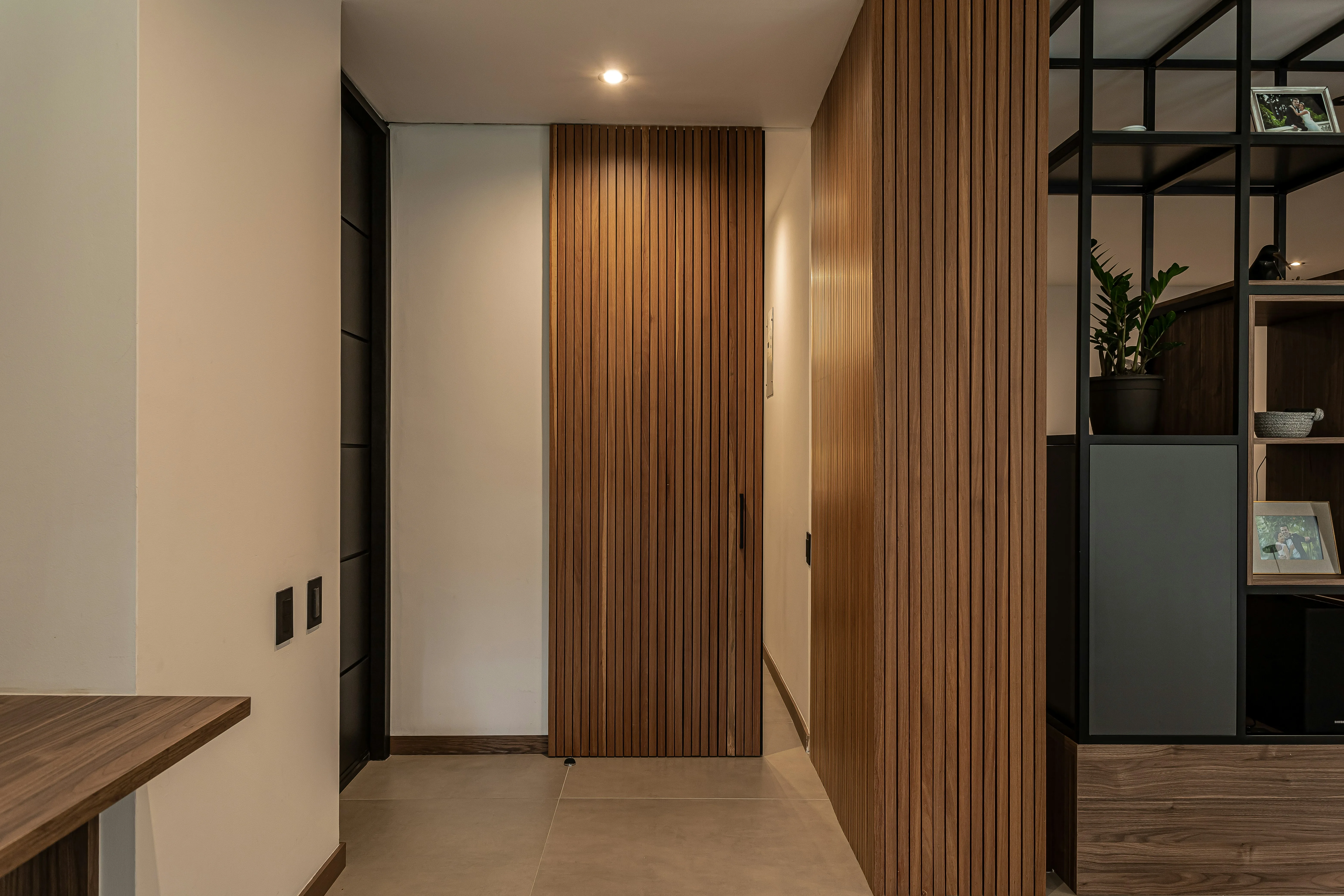 Entryway with wood detail