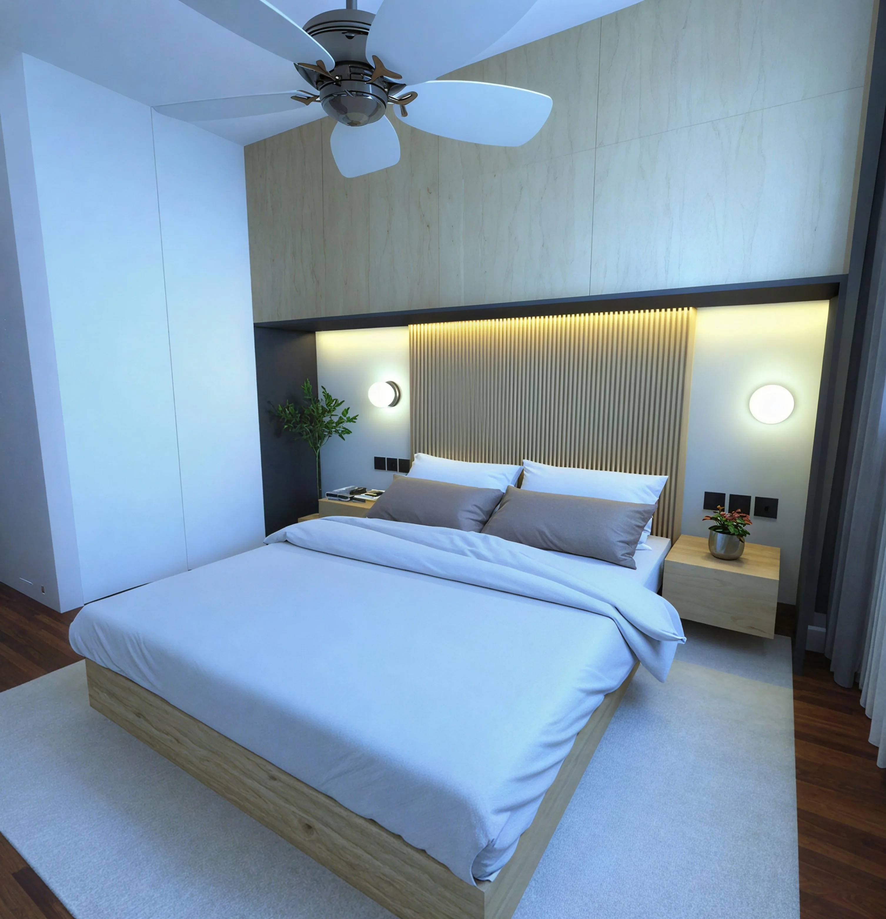 Wood slat headboard
